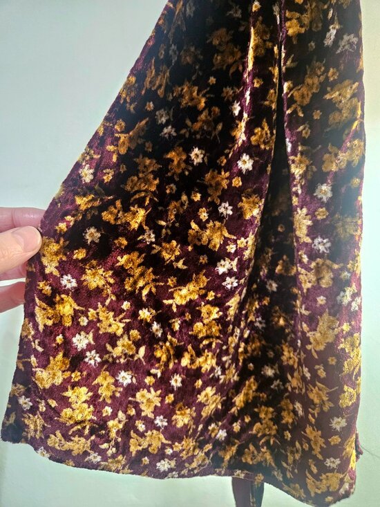 Pierre Cardin Accessories - Pierre Cardin Velvet Floral Scarf | Burgundy Made in Italy 90s Parisian Style